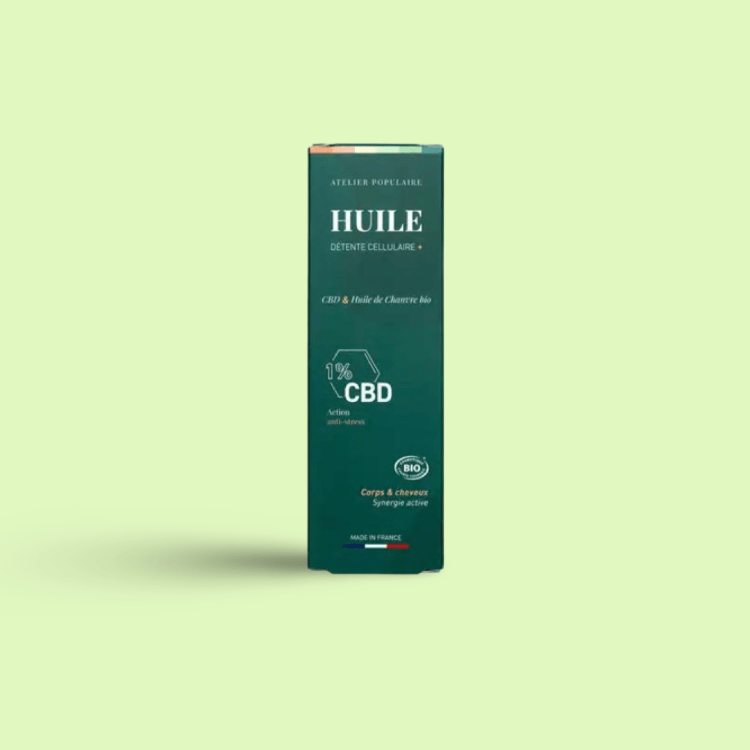 Huile corps & cheveux – CBD 100ml – Atelier Populaire - Herbe à chat CBD