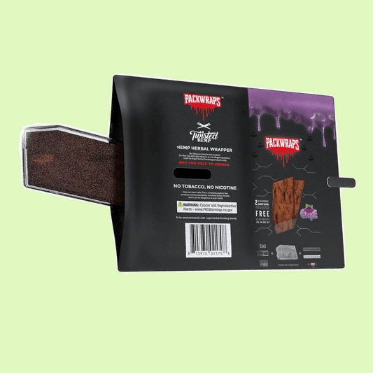 Packwraps Gushin Grape | Wrap en Chanvre avec Embout en Verre - Herbe à chat CBD