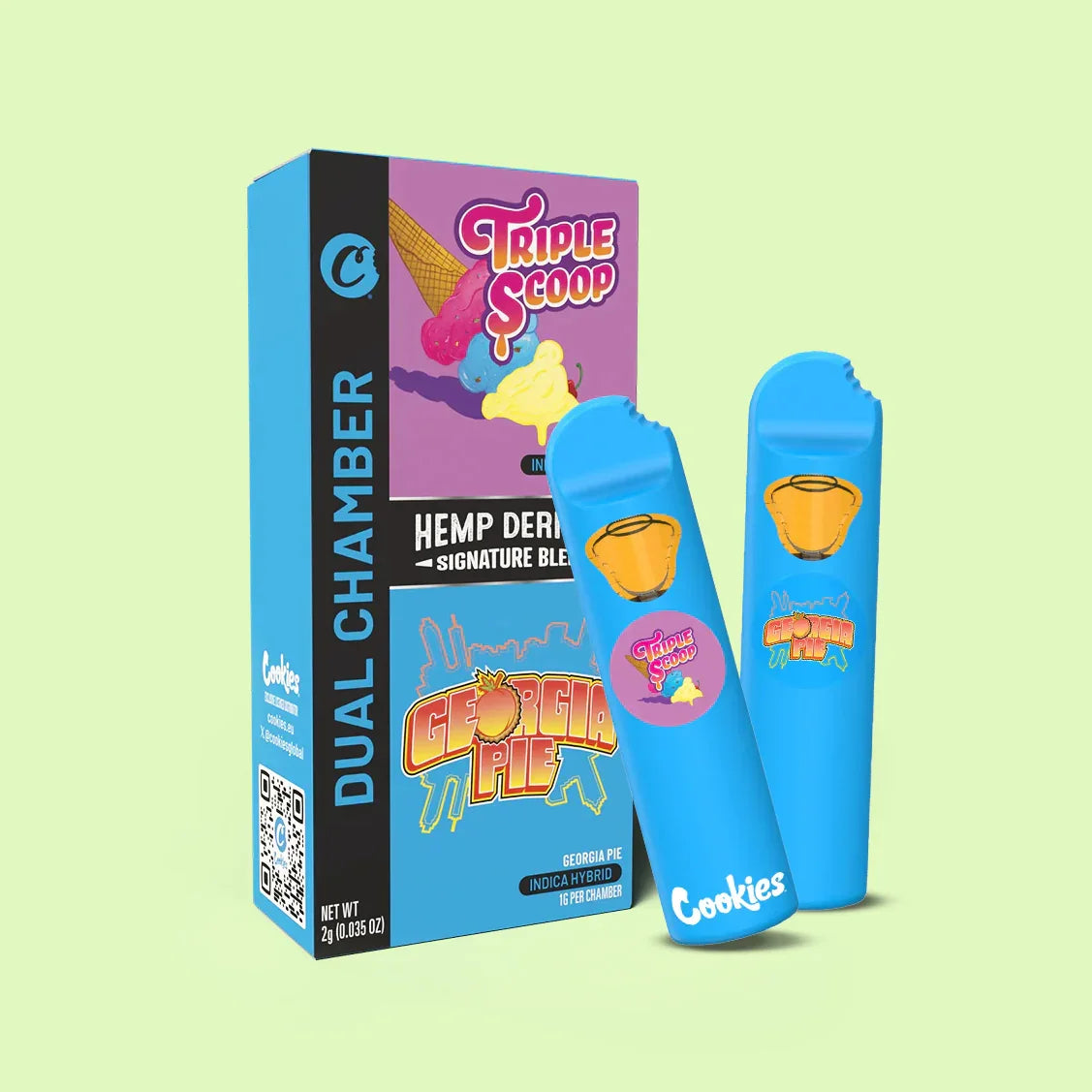 Vape infusé CBC Dual chamber – Georgia pie & Triple scoop - COOKIES