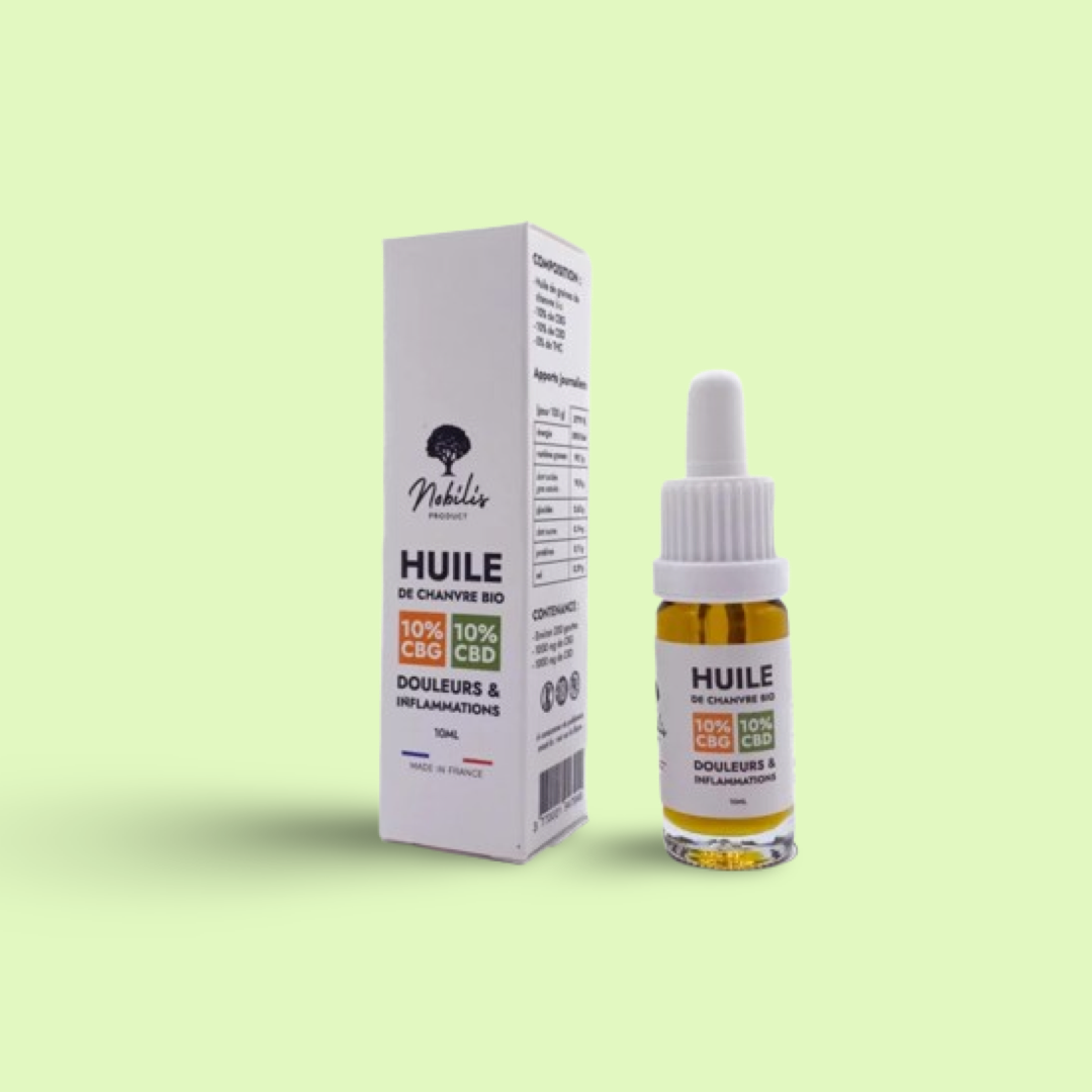 Huile 10% CBD + 10% CBG – Douleurs & inflammations