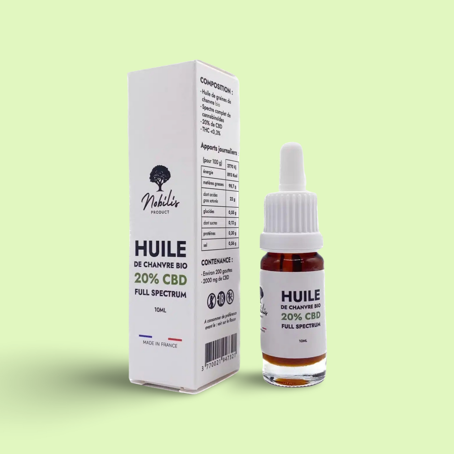 Huile CBD 20% Full Spectrum Flacon 10 ml Nobilis