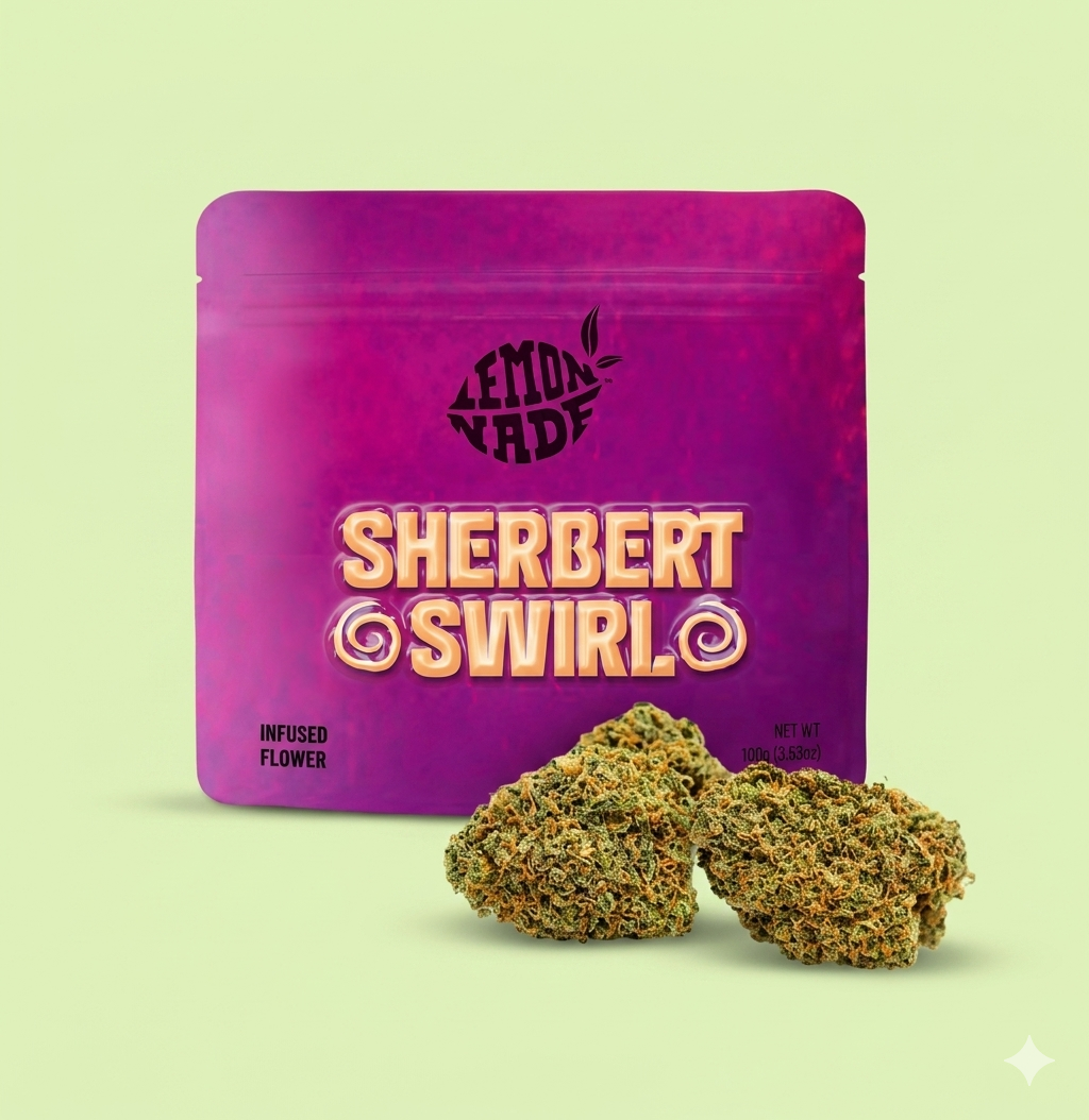Fleurs brut Sherbet Swile de Herbe à chat CBD, infusion intérieure, 40% CBC, fleurs séchées aromatiques pour usage relaxant.