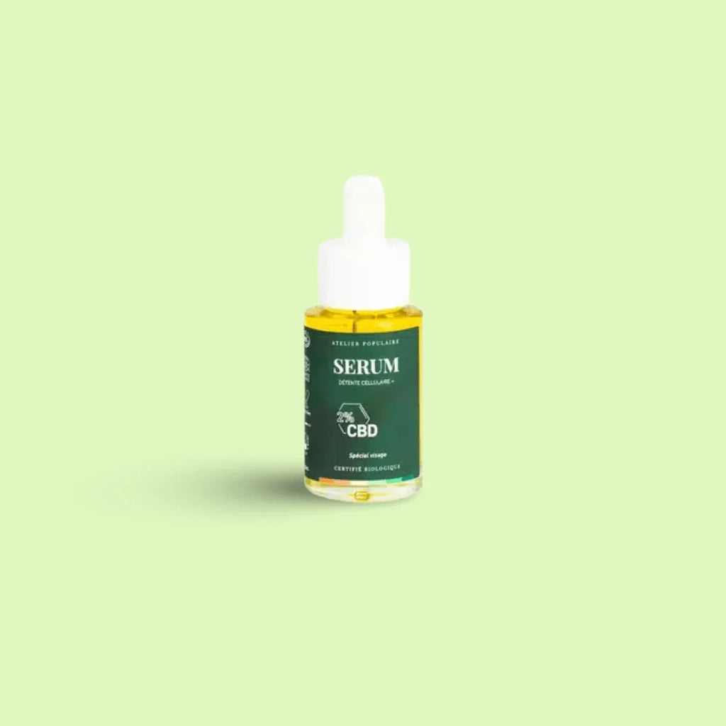 Sérum visage Détente Cellulaire avec CBD de 30ml par Herbe à chat CBD, cosmétique apaisant pour le visage.