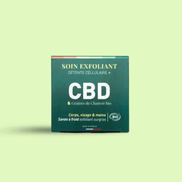 Exfoliant détente cellulaire au CBD de 90g d'Herbe à chat CBD, cosmétique naturel pour la peau.