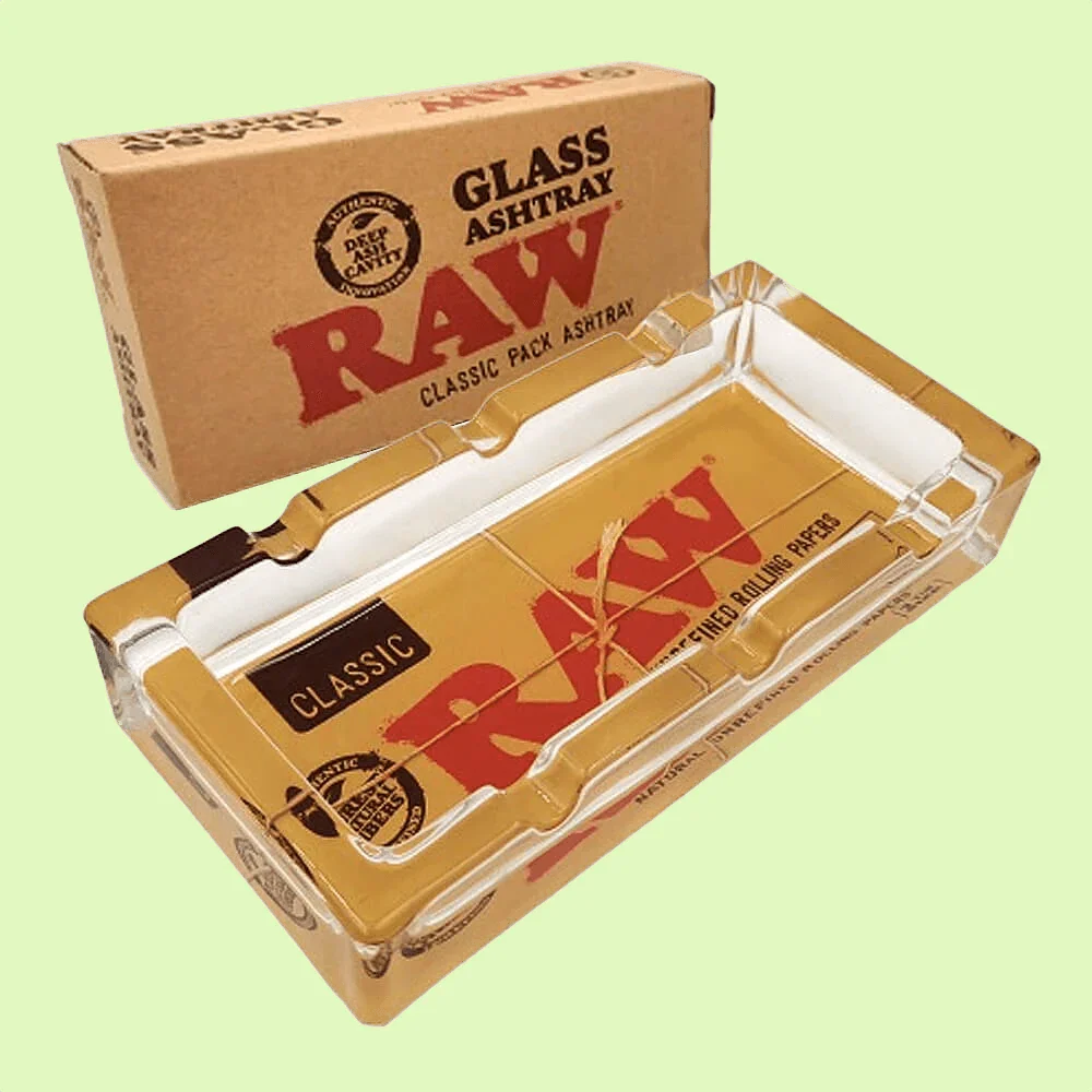 Cendrier Verre rectangulaire | RAW - Herbe à chat CBD