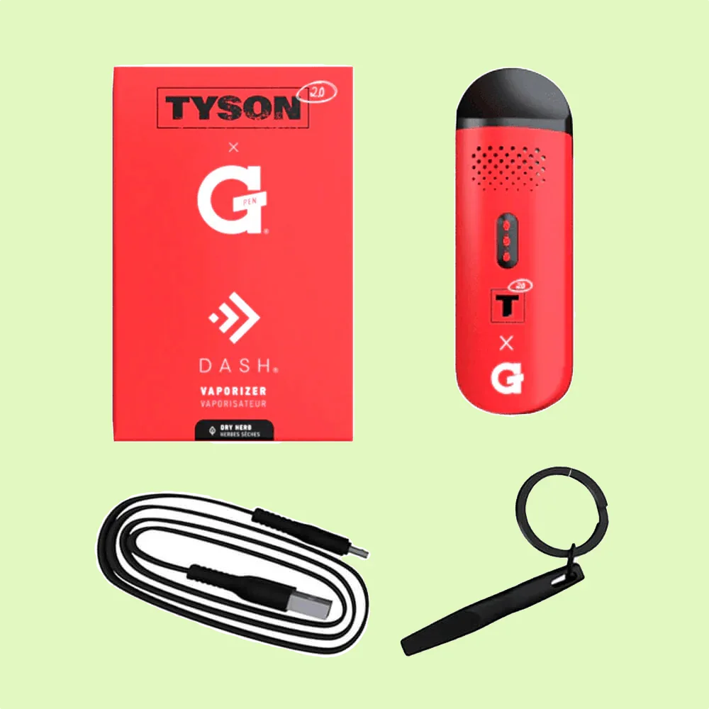 Vaporisateur G-Pen Dash Herbe à chat CBD édition spéciale Tyson avec design unique, compact et portable.