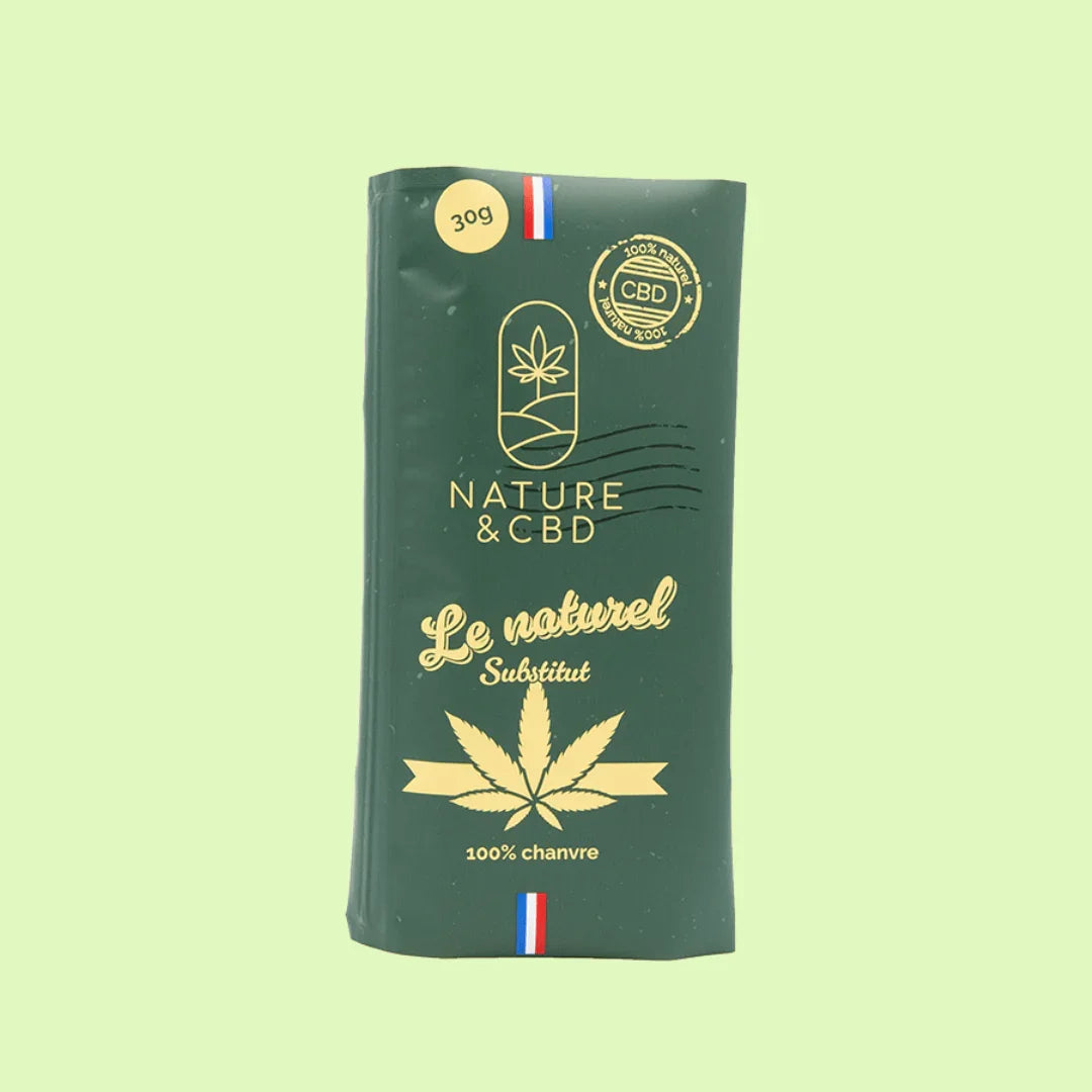 Herbe à chat CBD Le Naturel, substitut naturel pour chat, en herbe verte avec packaging blanc.