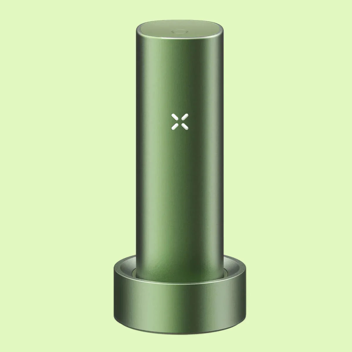 Vaporisateur PAX Flow Greenstone de Herbe à Chat CBD, moderne et compact, avec design élégant et embout en verre.