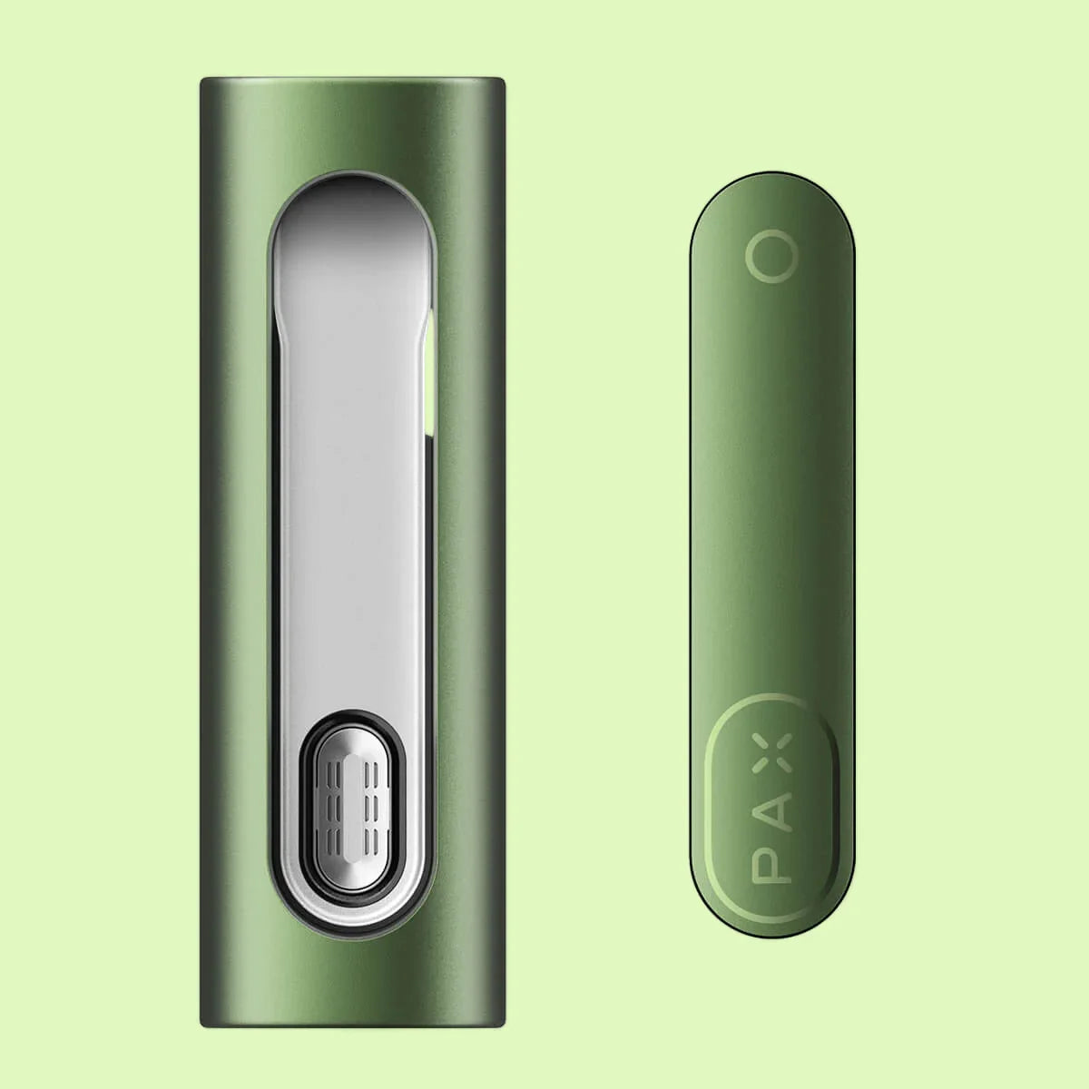 Vaporisateur PAX Flow Greenstone de Herbe à chat CBD, élégant et compact, destiné à l’inhalation de CBD.