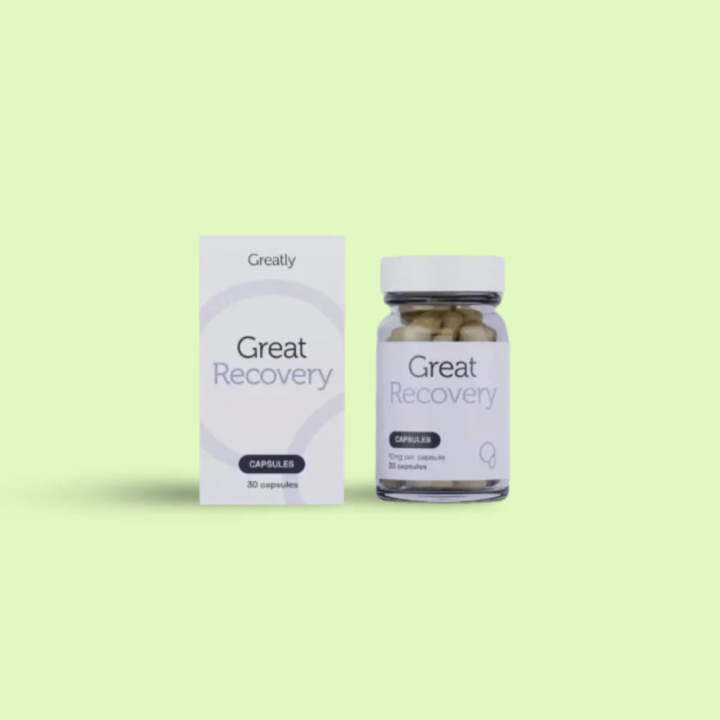 Gélules CBD RECOVERY 10mg de Herbe à chat CBD, pack de capsules pour soutien naturel, visible dans l'image.