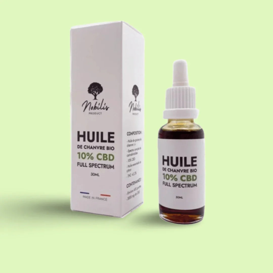Huile CBD 10% Full Spectrum Herbe à Chat CBD dans flacon de 30 ml, huile naturelle pour bien-être.