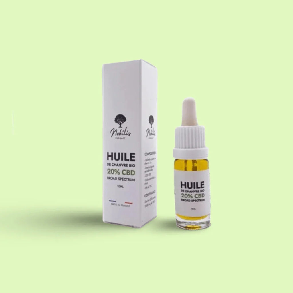 Huile CBD 20% Broad Spectrum Herbe à Chat CBD en flacon de 10 ml, huiles naturelles pour bien-être, marque Nobilis