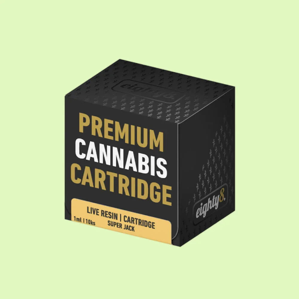 Cartouche de 1 ml de live resin Super Jack pour vape pen Herbe à chat CBD, contenant résine de haute qualité.