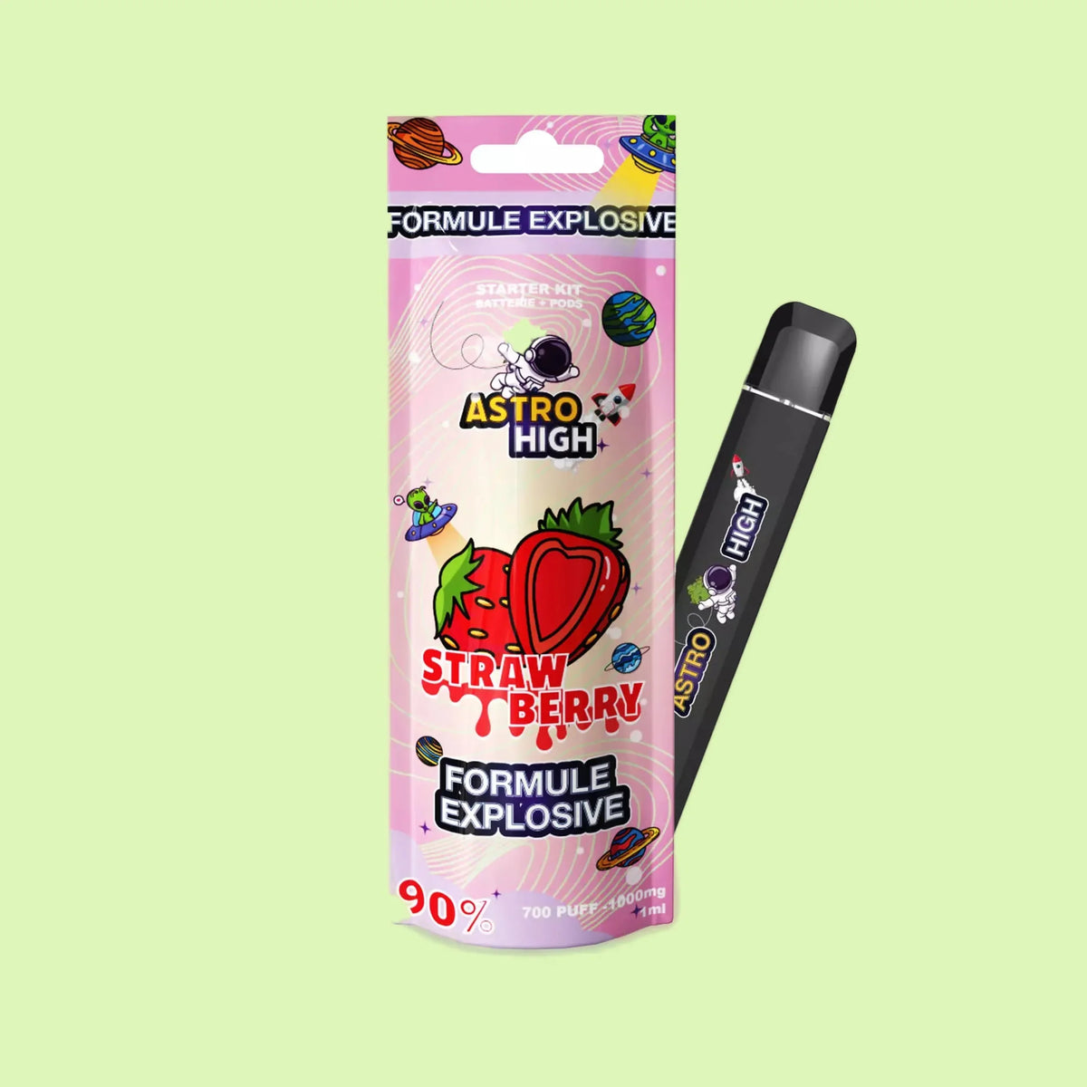 Vape Pen Starter Kit Strawberry CBC 90% - Astro | Herbe chat CBD Vape Pen Starter Kit Strawberry CBC 90% - Astro | Herbe chat CBD